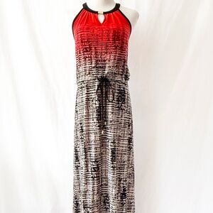 Calvin Klein Maxi Dress Ombre Red, White and Black Sleeveless Summer dress XS